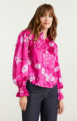 Warm Carnation Long Sleeve Fiona Top Plum Radish Multi