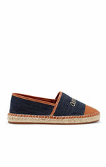 Jenna Denim Espadrille Flats Indigo/Cognac