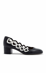 Martine Block Heel Pump Black/Ivory