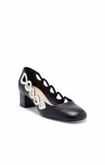 Martine Block Heel Pump Black/Ivory
