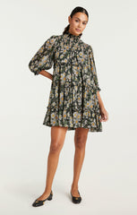 Cosmo Flowers Olive Dress Black/London Fog