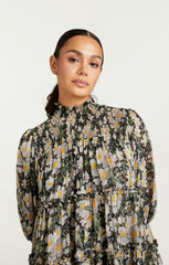 Cosmo Flowers Olive Dress Black/London Fog