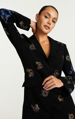 Heatset Pansy Garden Long Sleeve Joel Dress Black/Multi