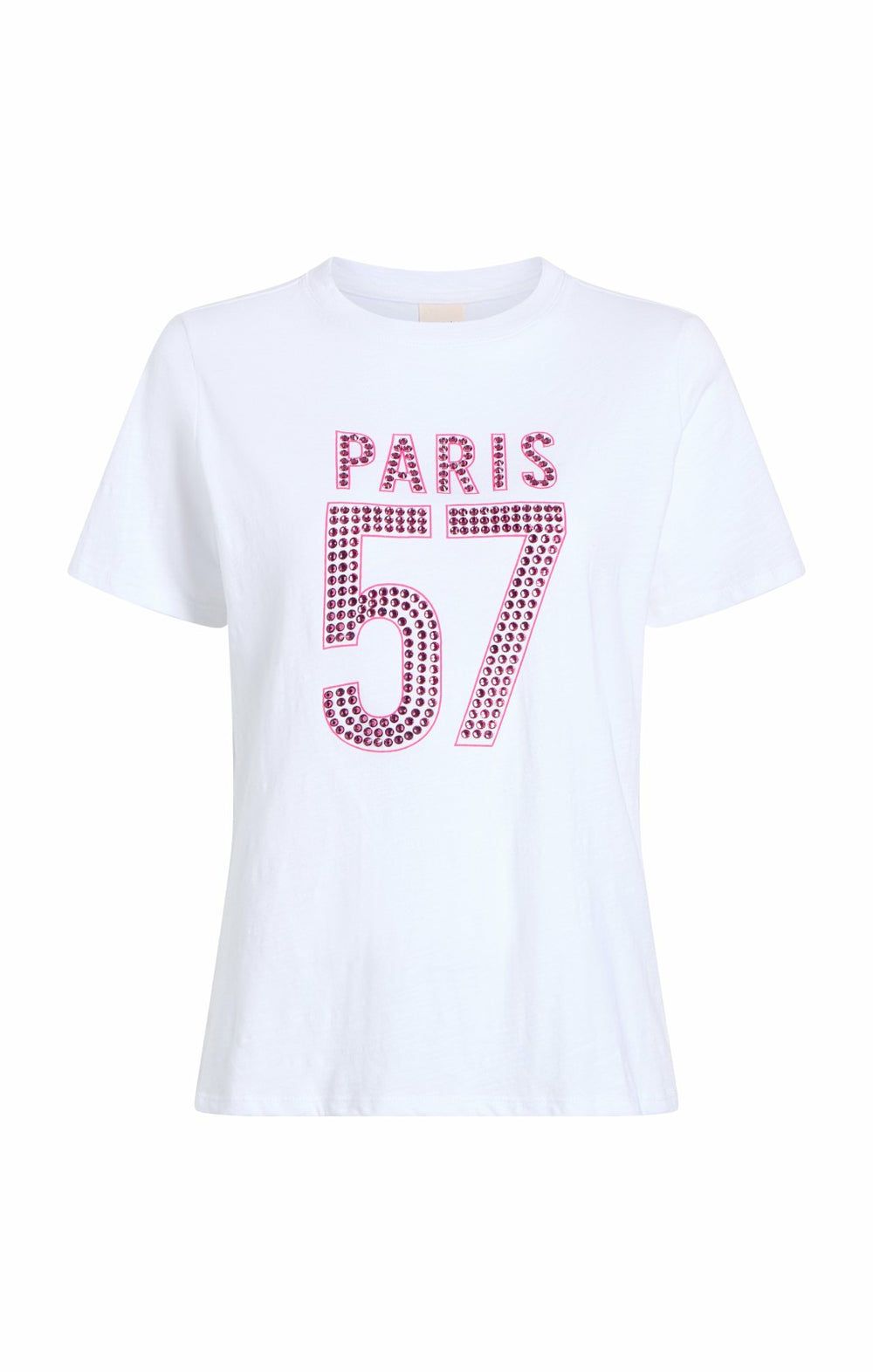 Large Heat Set Paris 57 Tee White/Hot Magenta