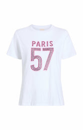 Large Heat Set Paris 57 Tee White/Hot Magenta