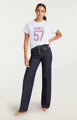 Large Heat Set Paris 57 Tee White/Hot Magenta