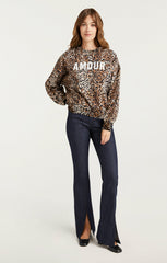 Leopard Amour Brandy Sweatshirt Pullover Black/Sahara