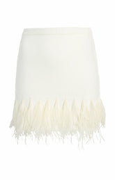 Briana Feather Mini Skirt Ivory