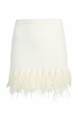 Briana Feather Mini Skirt Ivory