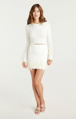 Briana Feather Mini Skirt Ivory