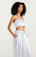 Hammered Satin Nikki Top Mercury