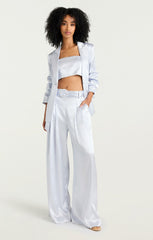 Hammered Satin Nikki Top Mercury