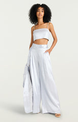 Hammered Satin Nikki Top Mercury