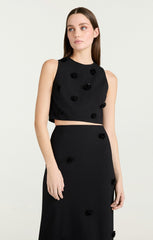 Sequin Dot Abbie Top Black/Black