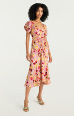 Tossed Floral Walker Dress Mauve Orchid Multi