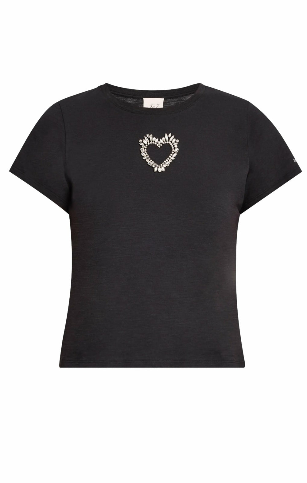 Cut Out Rhinestone Heart Tee Black/Crystal