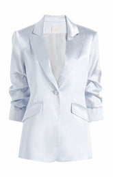Hammered Satin Scrunched Cheyenne Blazer Mercury