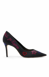 Juliet Heatset Linen Pointed Pump Black/Multi