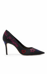 Juliet Heatset Linen Pointed Pump Black/Multi