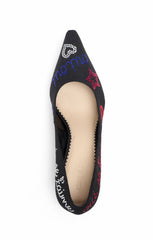 Juliet Heatset Linen Pointed Pump Black/Multi