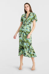 Damask Peeta Dress Light Cyan Multi