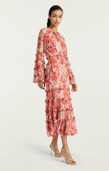 Damask Sunnina Midi Dress Pink Poppy Multi