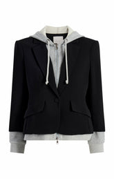 Zip Up Le Petit Khloe Blazer Black/Heather Grey