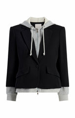 Zip Up Le Petit Khloe Blazer Black/Heather Grey