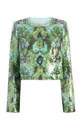 Sequin Damask Aspen Jacket Light Cyan Multi