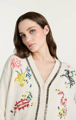 Patch Animal Nyla Cardigan Ivory/Multi