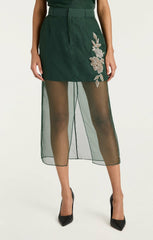 Statement Floral Peggy Skirt Eucalyptus/Clear