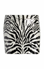 Sequin Zebra Juno Skirt Alabaster/Black