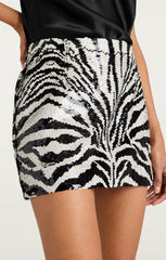 Sequin Zebra Juno Skirt Alabaster/Black