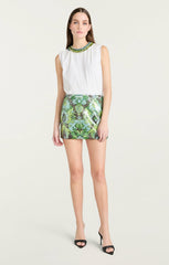 Sequin Damask Juno Skirt Light Cyan Multi