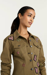 Ditsy Love Scrunched Canyon Jacket Dark Olive/Multi