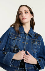 Jet Black Embellished Riviera Jacket Oceane
