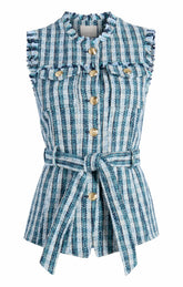 Matilda Tweed Reenee Vest Navy Multi