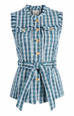 Matilda Tweed Reenee Vest Navy Multi