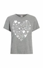 Multi Heart Tee Heather Grey/White