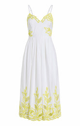 Trailing Peonies Maude Dress White/Golden Glow