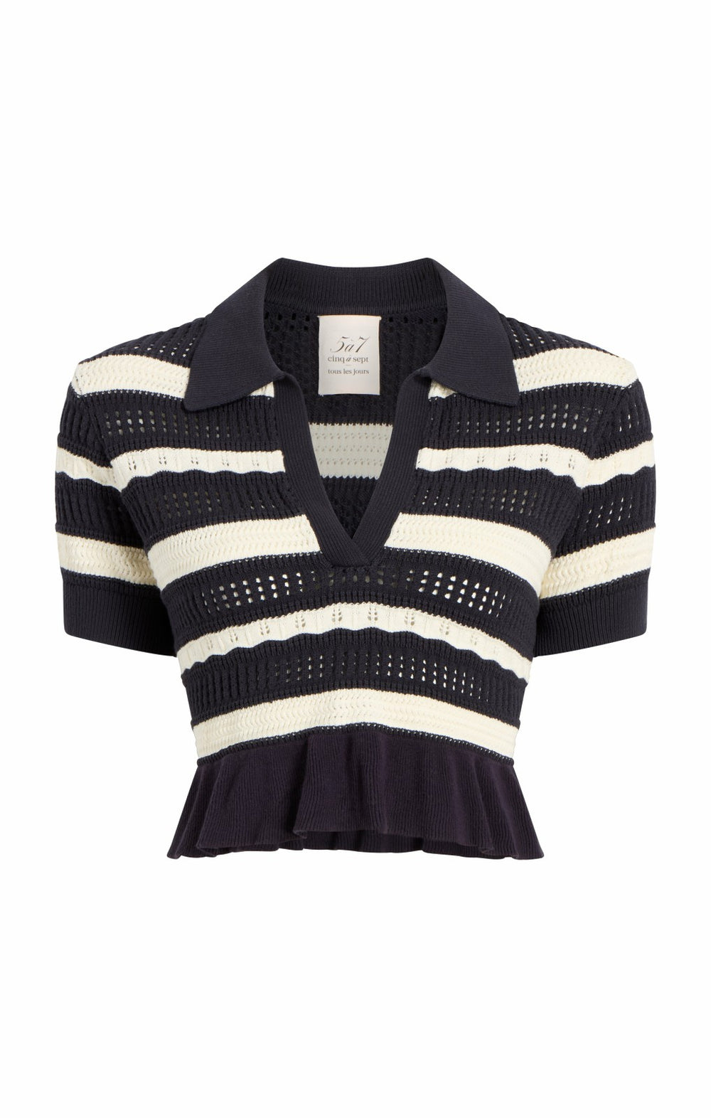 Elvire Knit Polo Pullover Navy/Ivory
