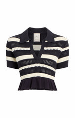 Elvire Knit Polo Pullover Navy/Ivory