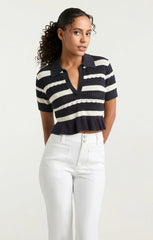 Elvire Knit Polo Pullover Navy/Ivory
