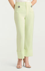 Rhinestone Button Pamela Pant Lime Cream
