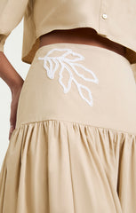 Trailing Peonies Tilda Skirt Khaki/White