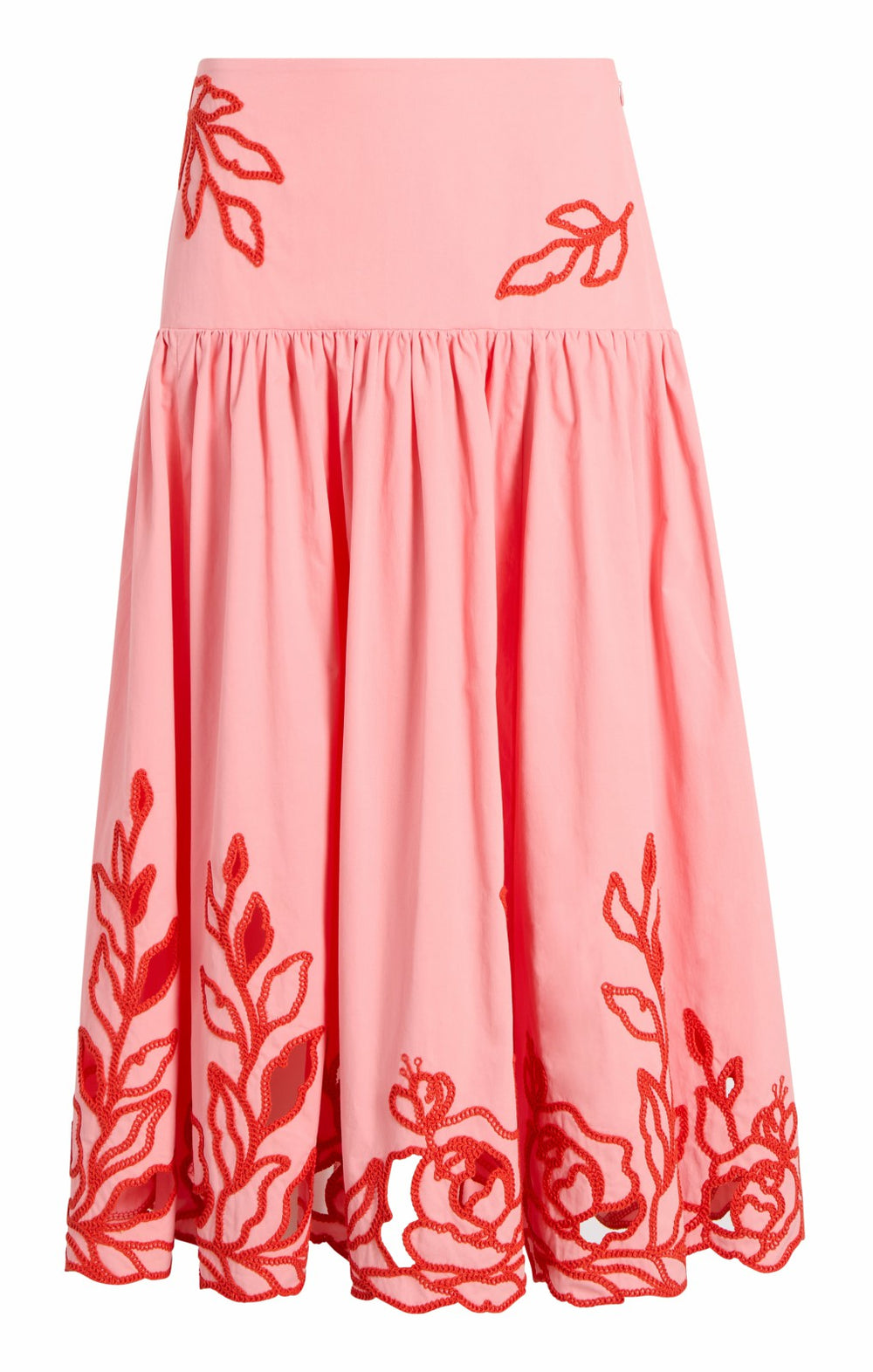 Trailing Peonies Tilda Skirt Pink Poppy/Coral Orange