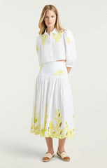 Trailing Peonies Tilda Skirt White/Golden Glow
