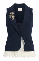 Roxie Vest Navy/Ivory