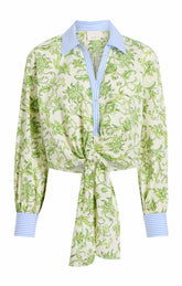 Ivy Paisley Poplin Mariana Top Ivory Multi/Blue Hydrangea