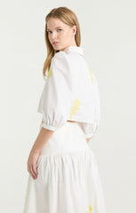 Trailing Peonies Tilda Top White/Golden Glow